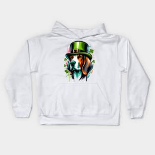 American English Coonhound in Saint Patrick's Day Spirit Kids Hoodie